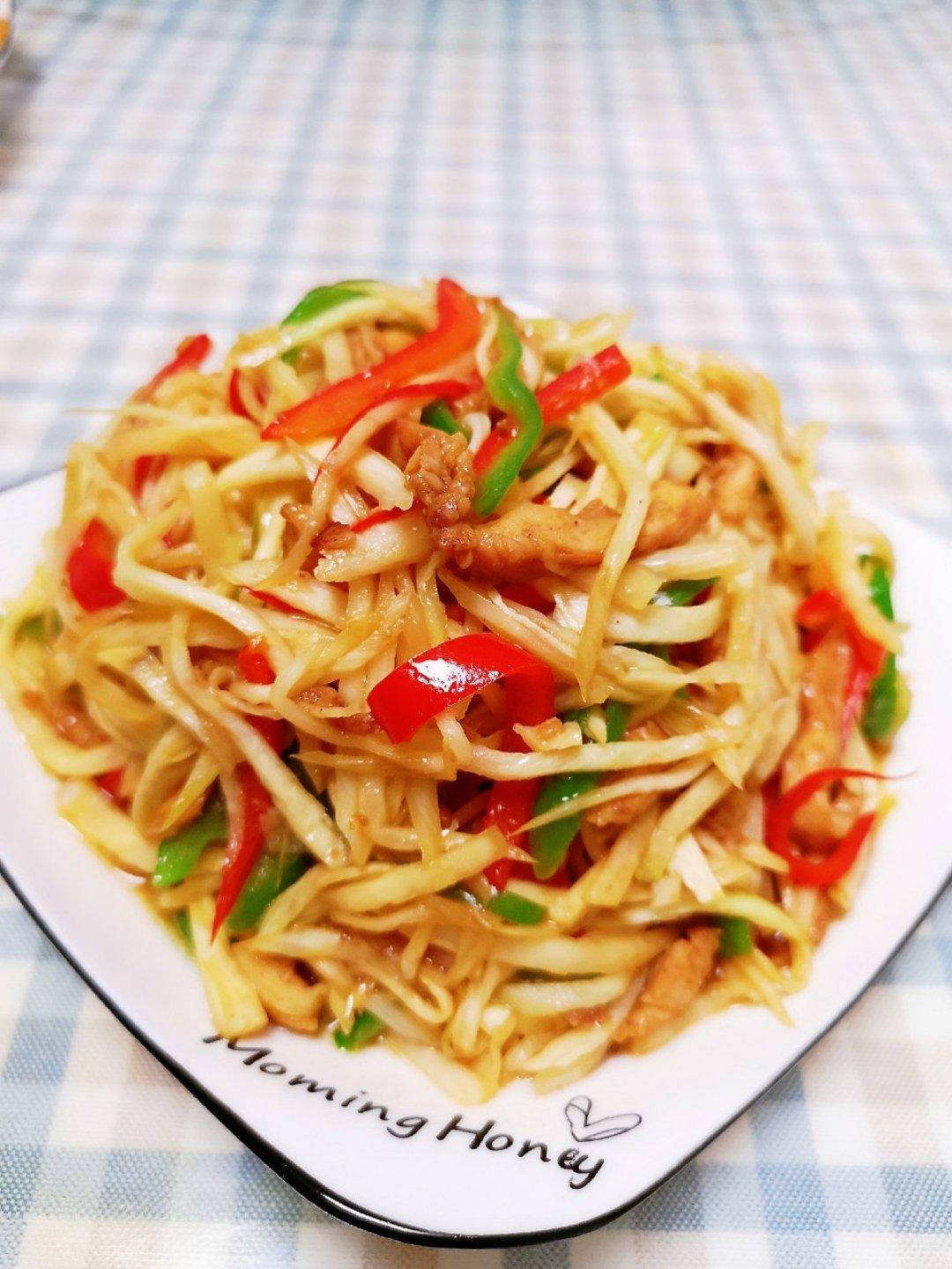 茭白毛豆炒肉丝