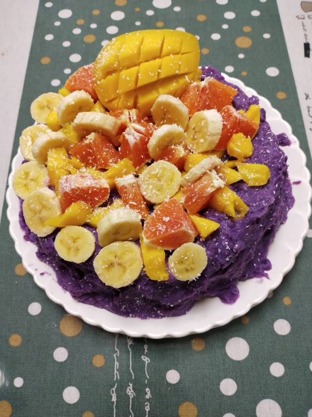 紫薯泥淋面（无奶油蛋糕装饰）