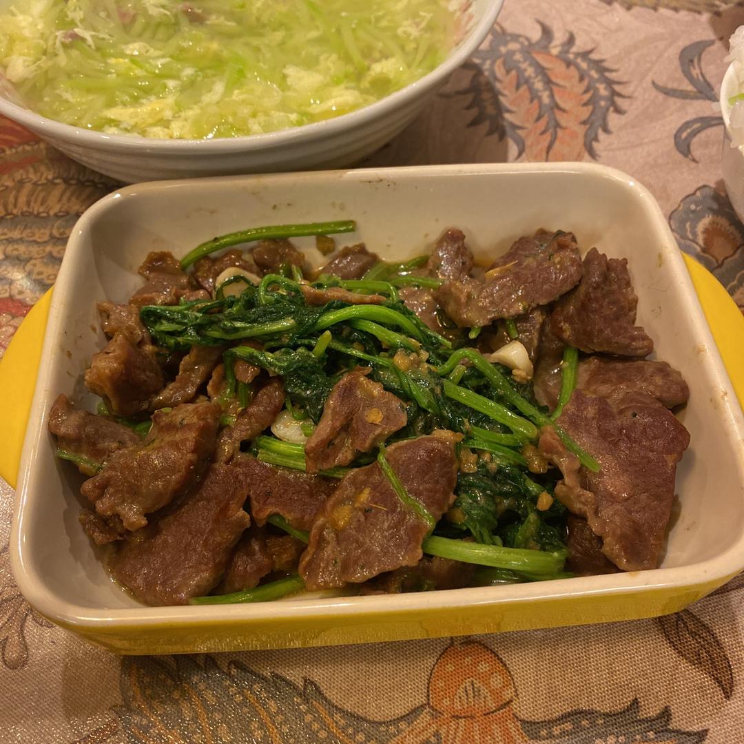 香味牛肉茼蒿