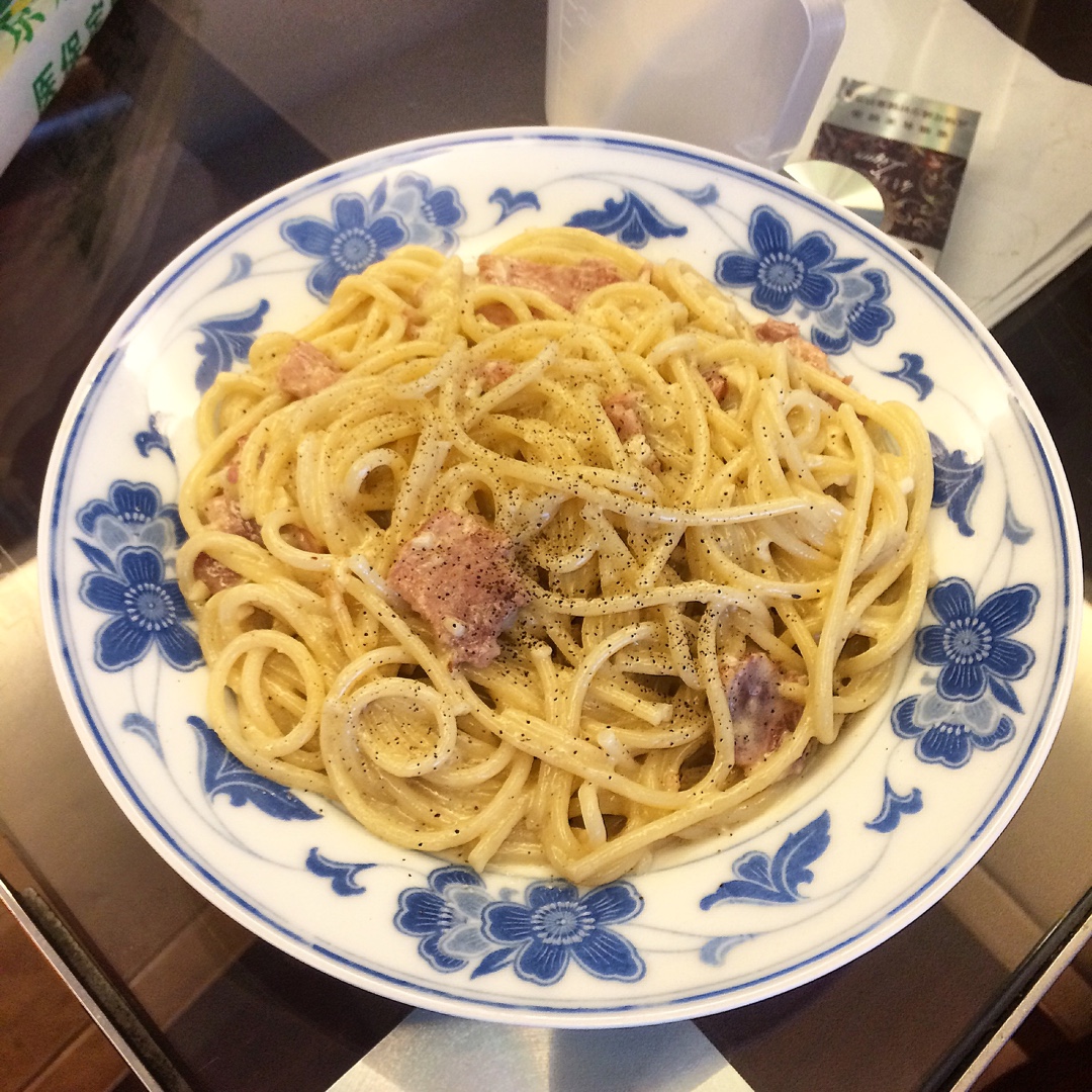 白蘑菇奶油培根意面