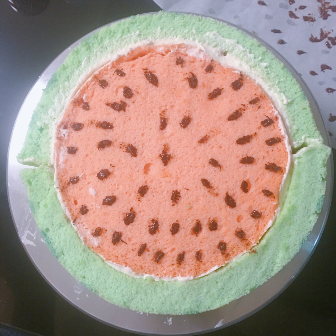 可爱的西瓜造型戚风蛋糕