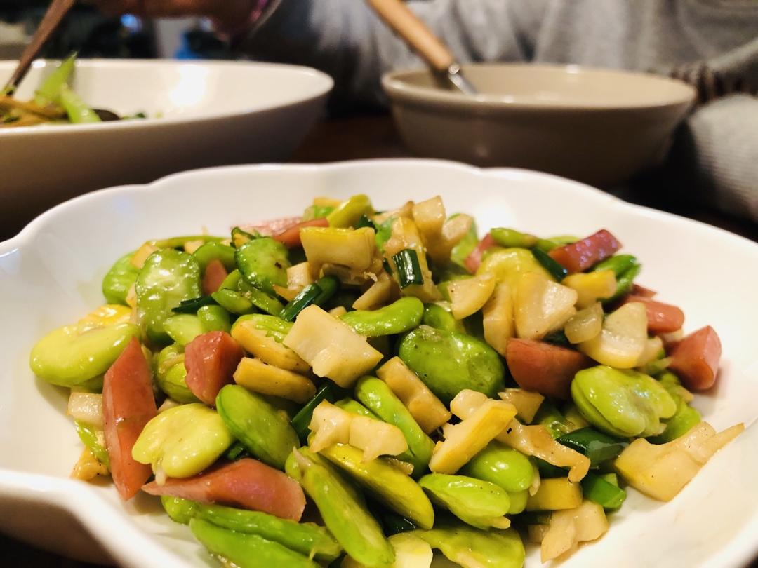 香肠炒蚕豆