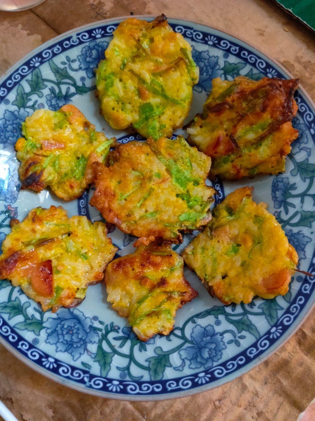 快手早餐…米饭鸡蛋饼