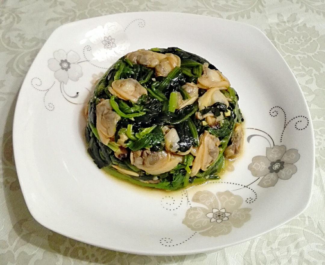 菠菜拌毛蚬子