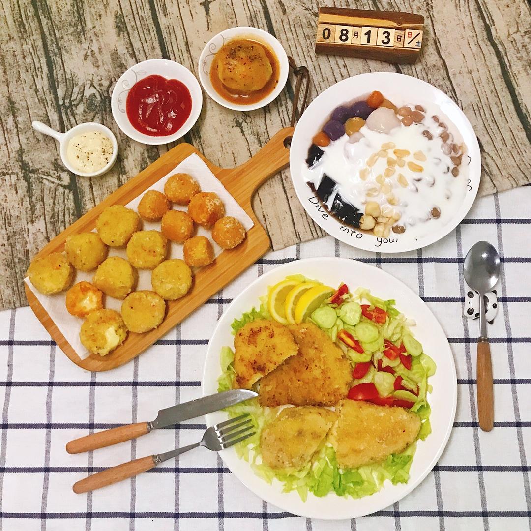 🧀士土丸（芝士土豆/番薯球🍴）附带鸡汁土豆泥🥔