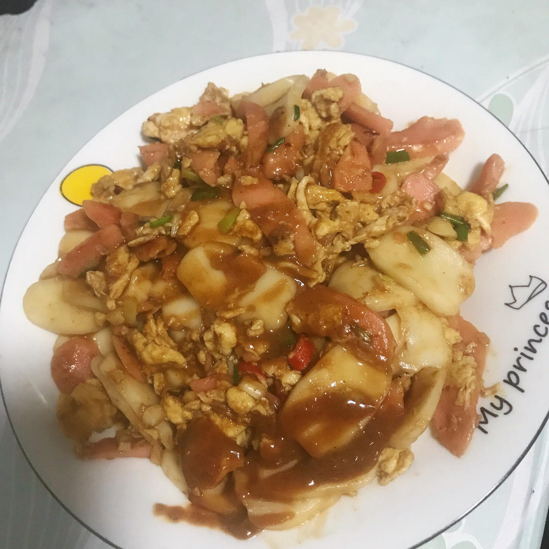 鸡蛋炒年糕                                    心里top1️⃣好吃的菜(简单快手)