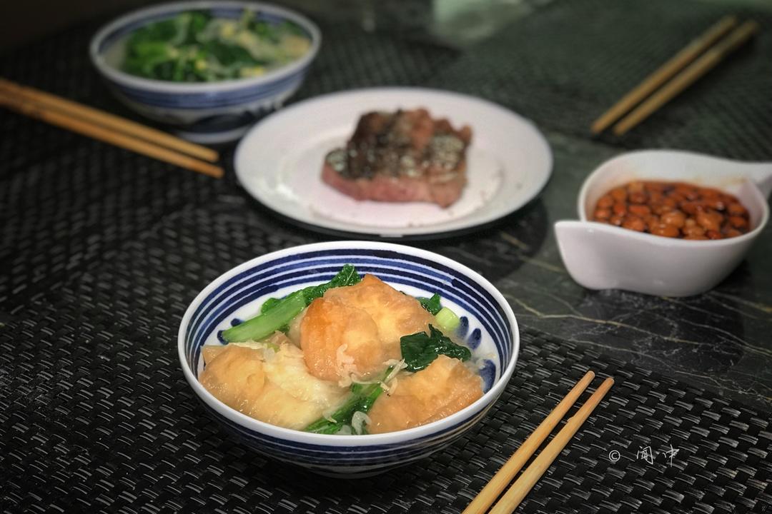 菠菜虾皮油条汤
