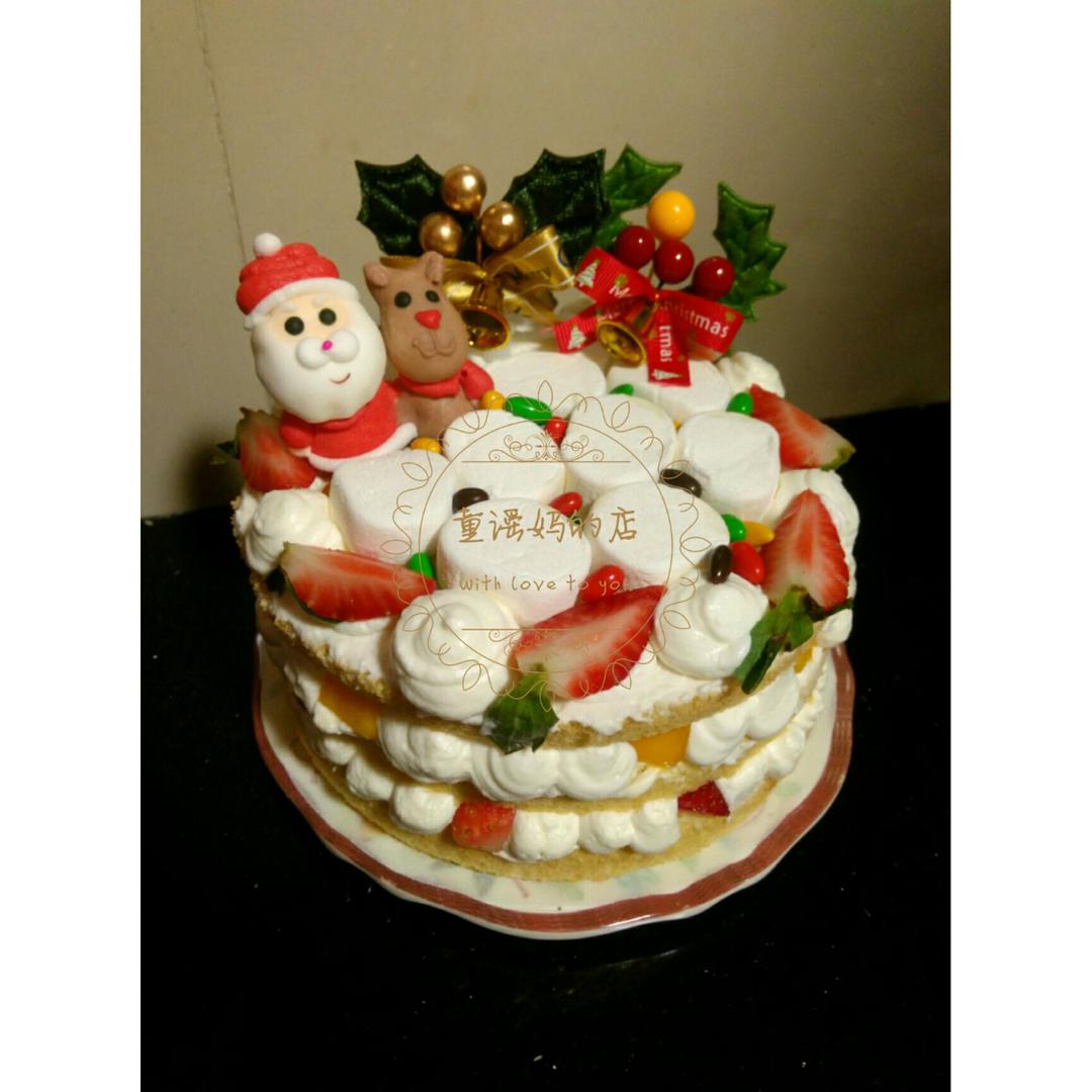 圣诞草莓雪人裸蛋糕～超简单懒人版