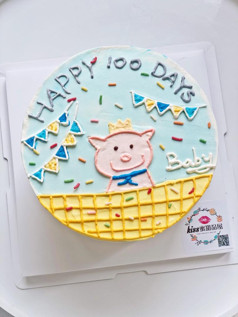 韩式简约奶油霜手绘蛋糕