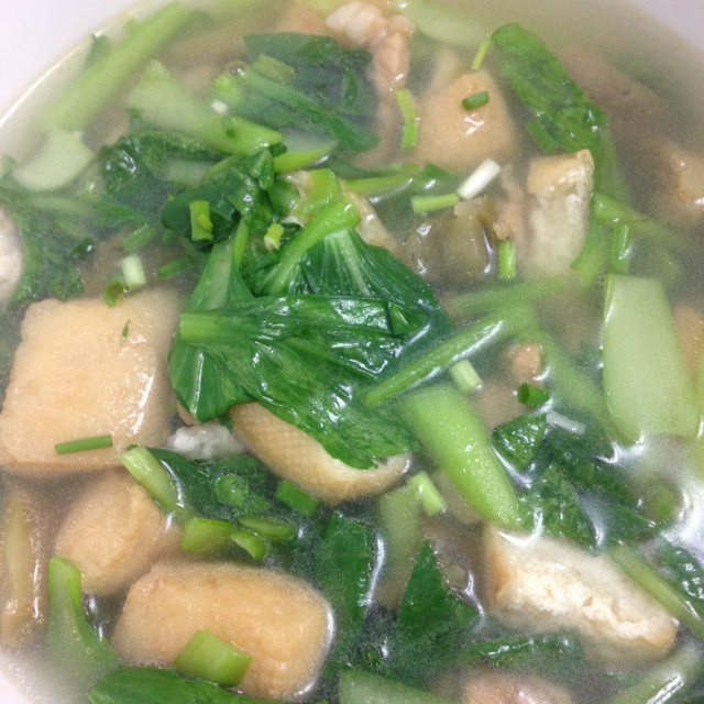 青菜榨菜肉丝汤