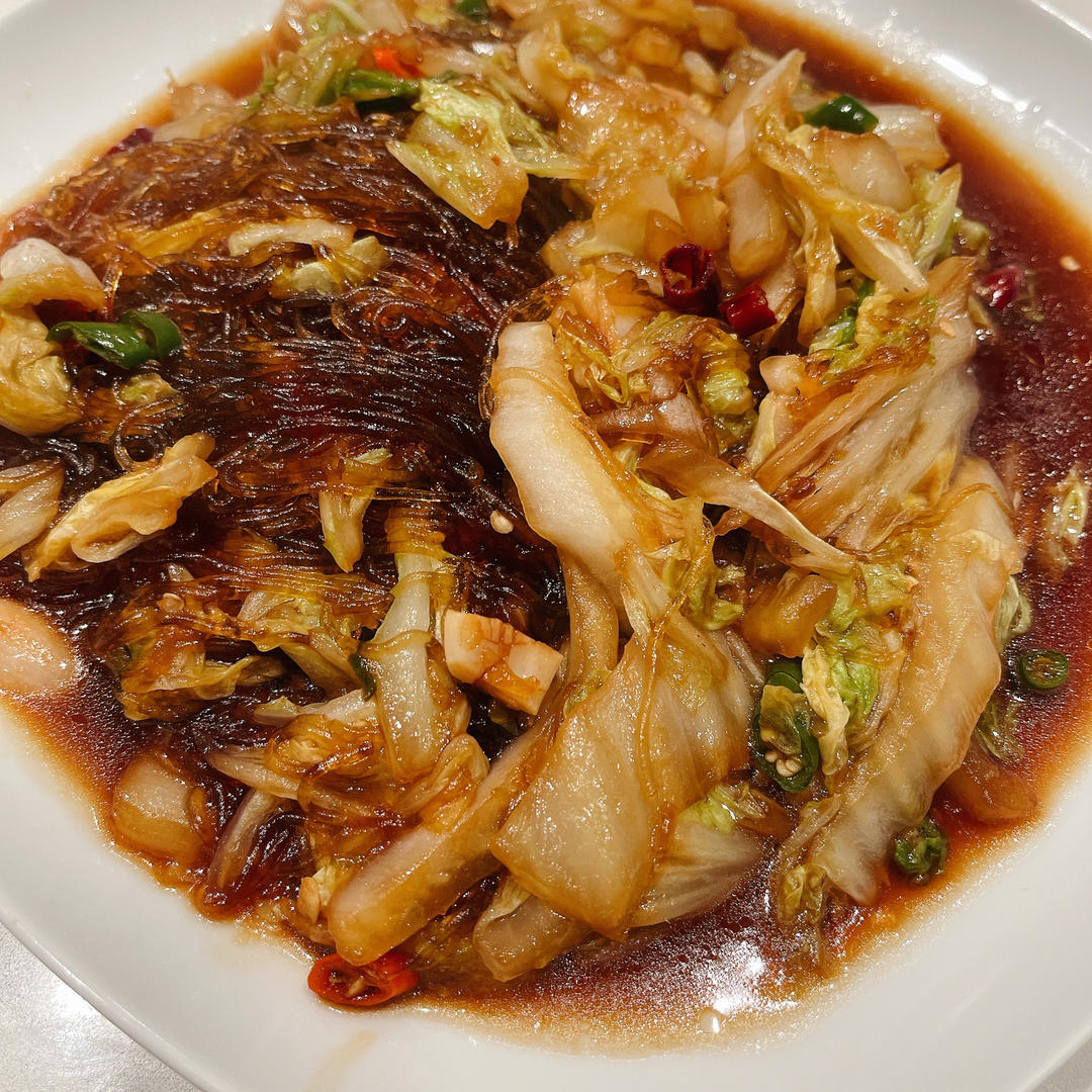 最近爱吃粉丝粉条～包菜炒粉丝