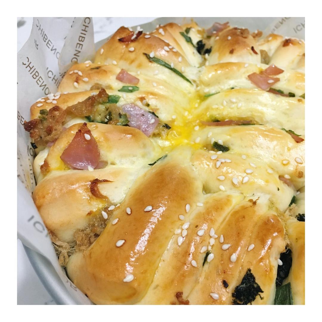 香葱火腿肉松手撕面包