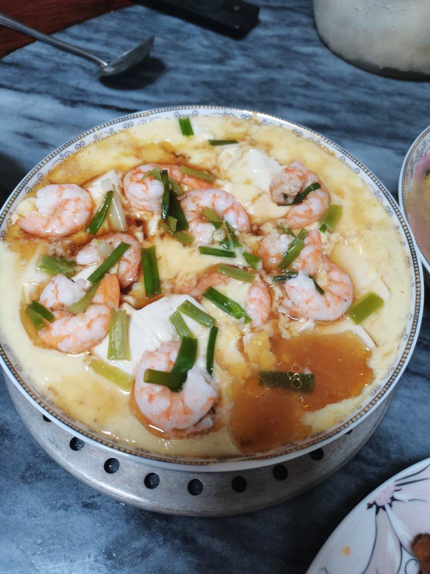 虾仁豆腐蒸水蛋
