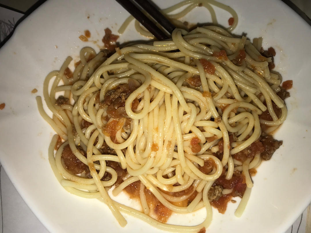 （完胜必胜客的）番茄肉酱意大利面～