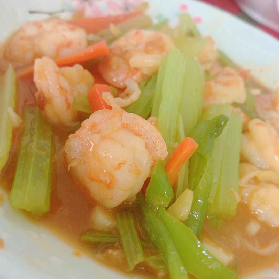 汪小姐的徽府私房菜 虾仁🍤炒芹菜。