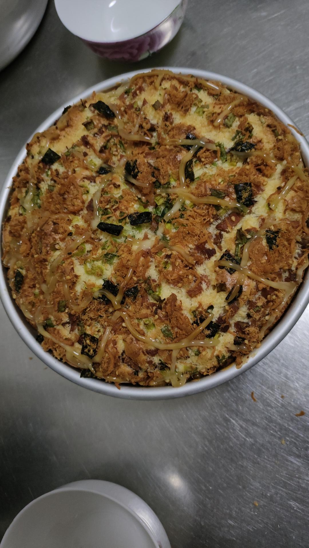 爆浆葱花火腿肉松蛋糕