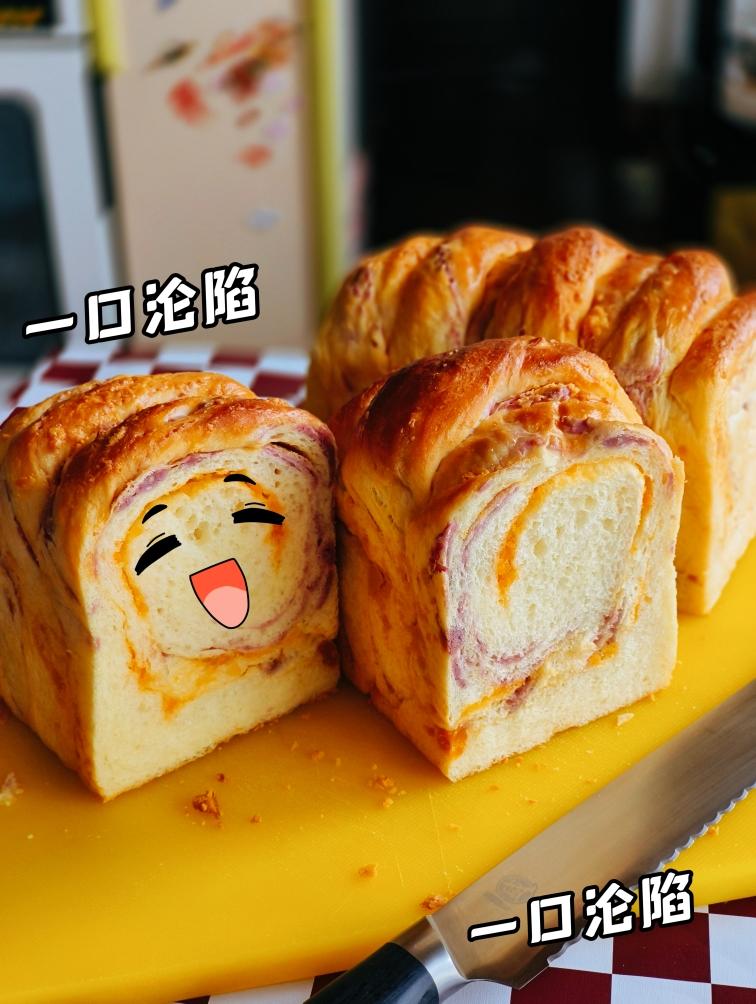 芋泥咸蛋黄吐司｜料多超满足｜神仙搭配