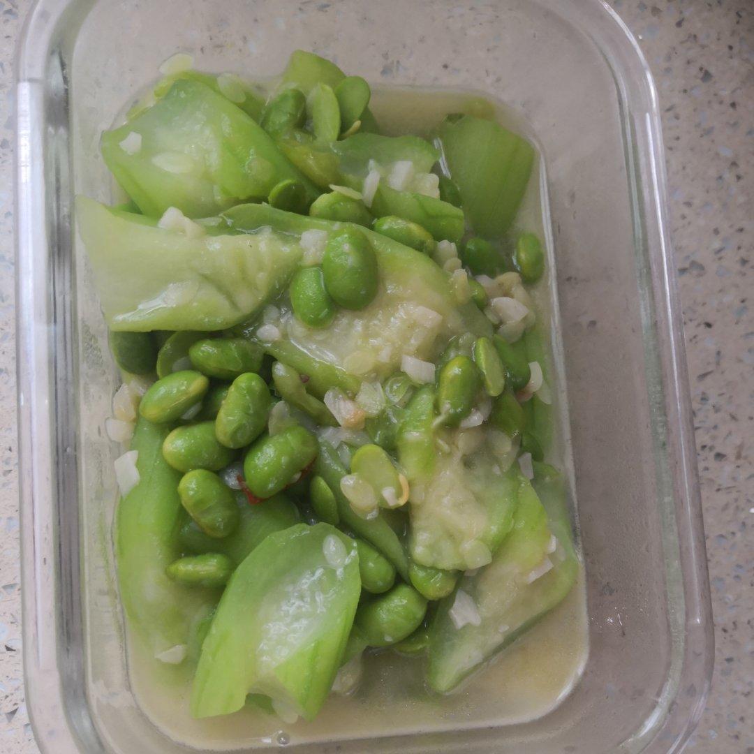 江南春天之丝瓜炒毛豆
