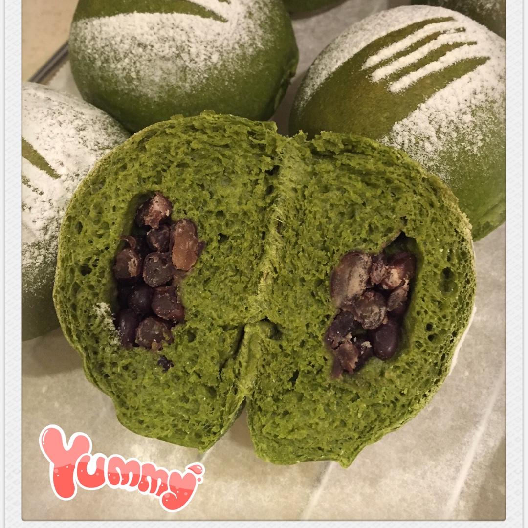 抹茶红豆软面包