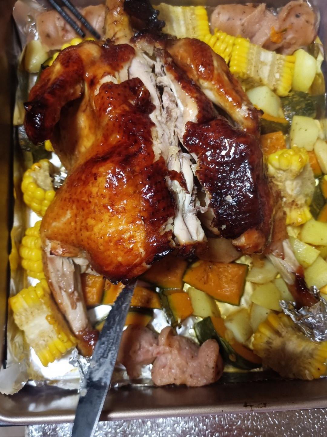 苹果🍎时蔬蜜汁烤鸡！烤全鸡（含烤完体验，一定要试试！！）