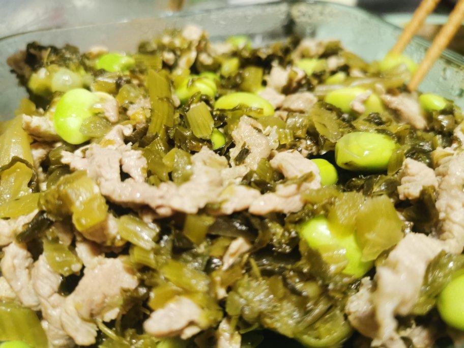咸菜毛豆炒肉丝