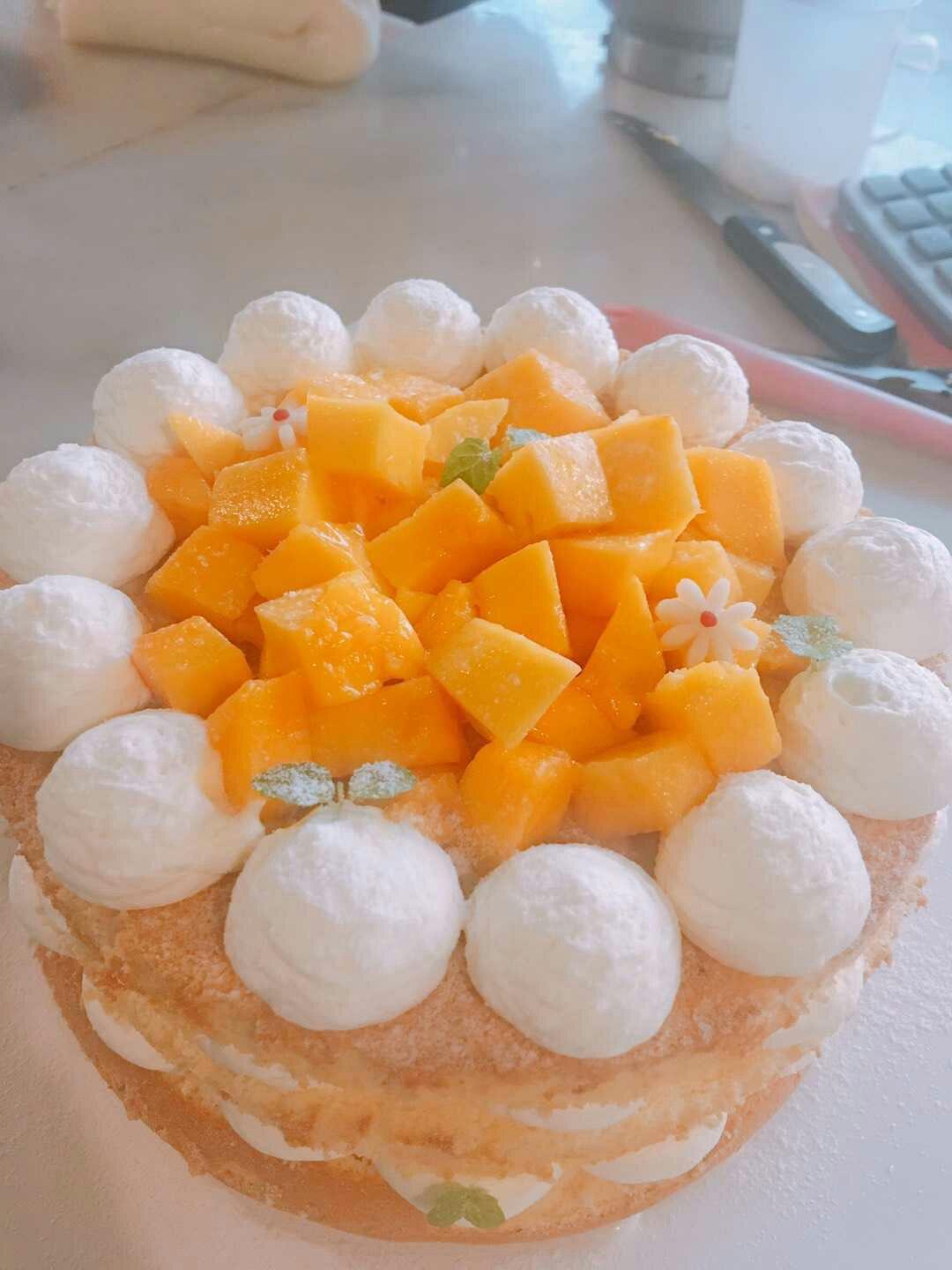 【零失败】不会裱花没关系的水果裸蛋糕 芒果裸蛋糕 完美戚风胚