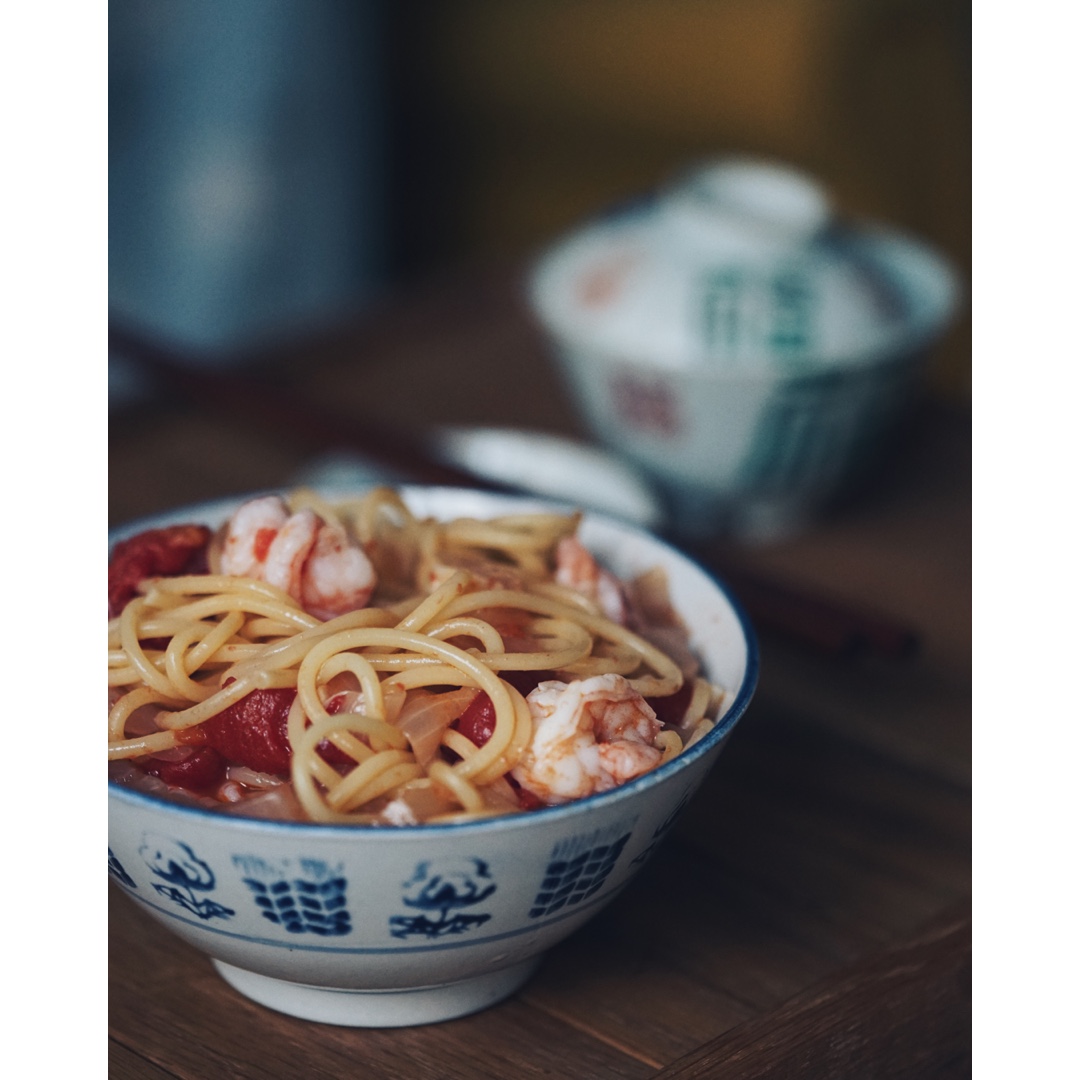 番茄鲜虾意面