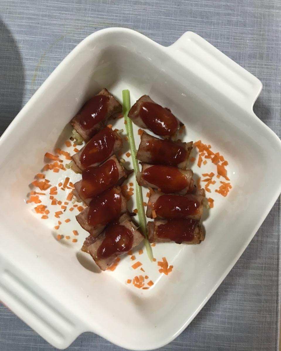 山药金针菇培根卷