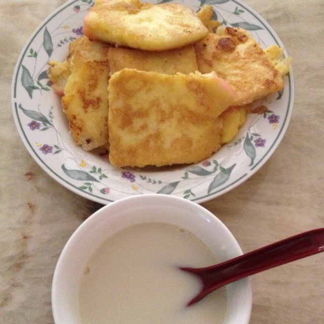 为你学做菜做的早餐—煎馒头片