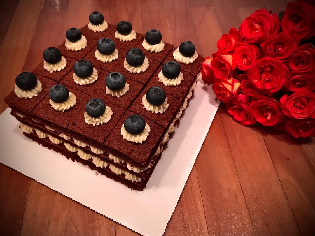 可可方形装饰蛋糕