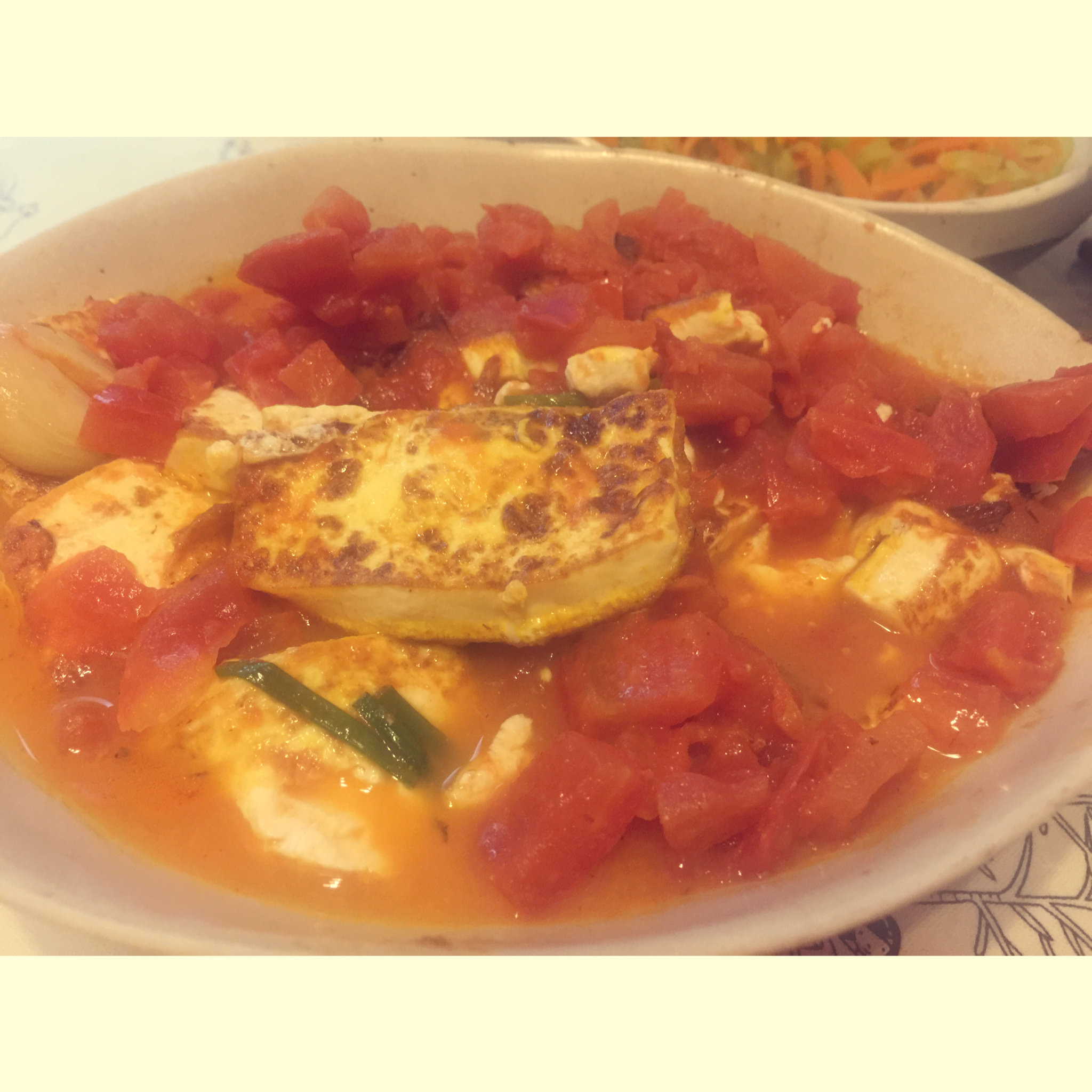 番茄烧老豆腐( Stewed Bean Curd with Tomato)
