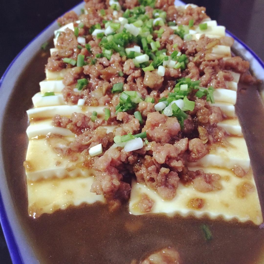 香辣肉末蒸豆腐