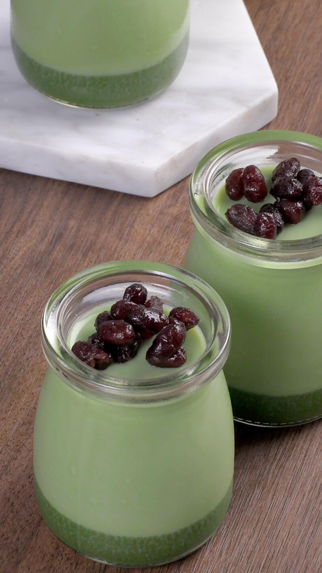 双层抹茶布丁的做法