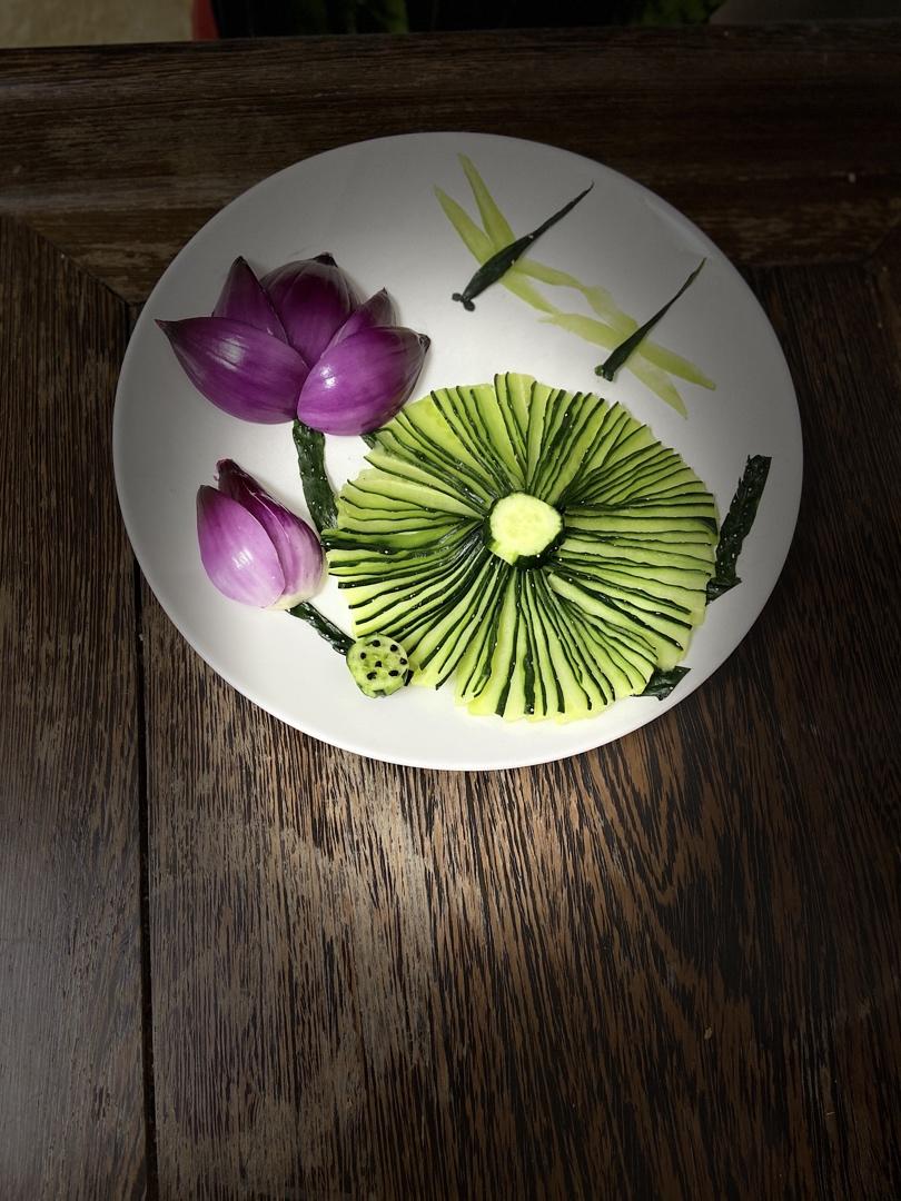 格麟老妈做的简单美丽的盘饰9冷拼洋葱荷花