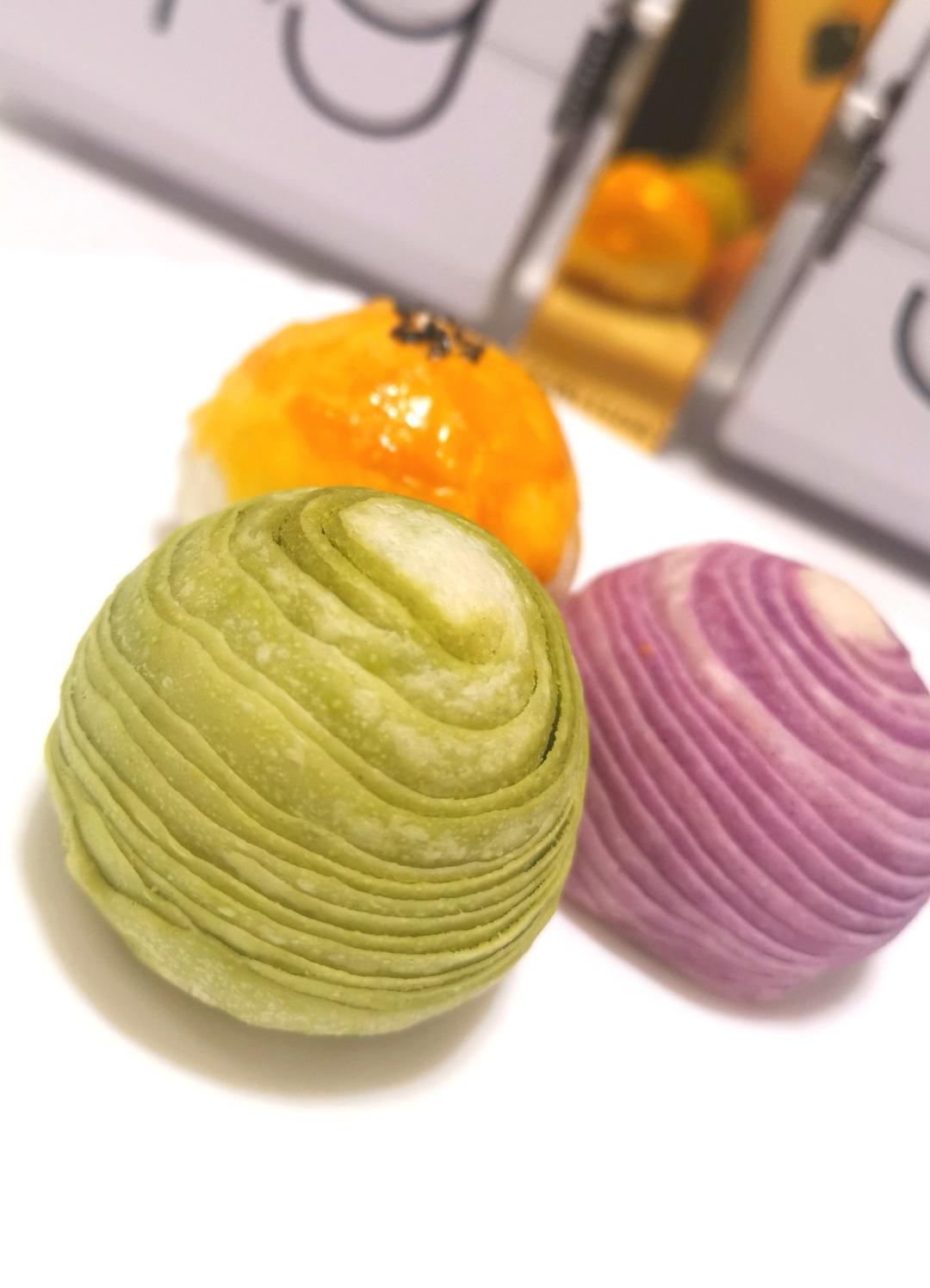 蛋黄酥~紫薯、抹茶、原味~花好月圆，中秋快乐~内附一次做六色蛋黄酥方法~