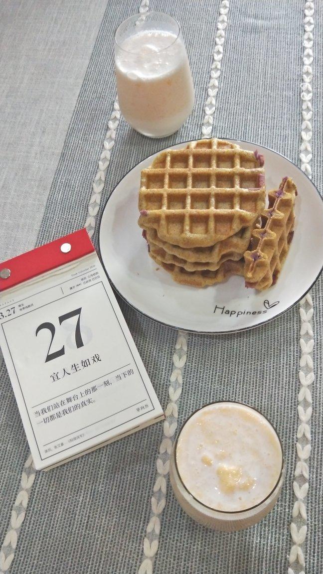 无油抹茶全麦/黑麦紫薯夹心华夫饼