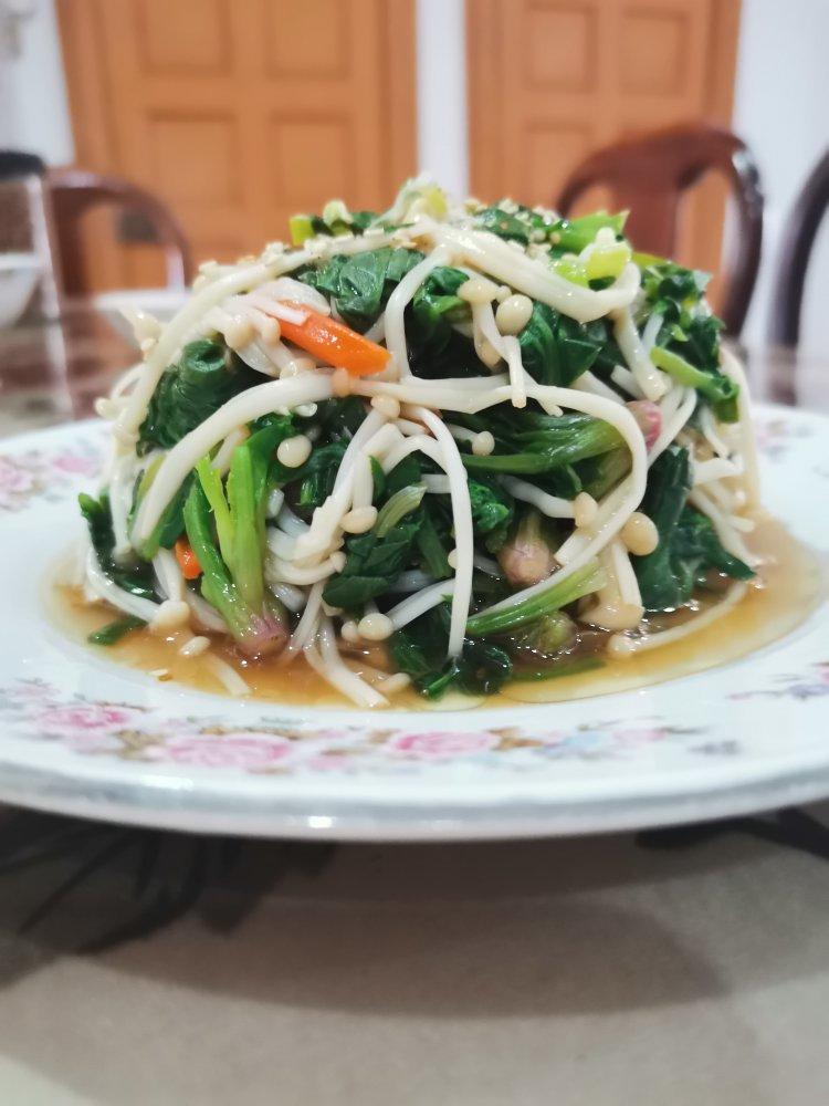 凉拌菠菜金针菇