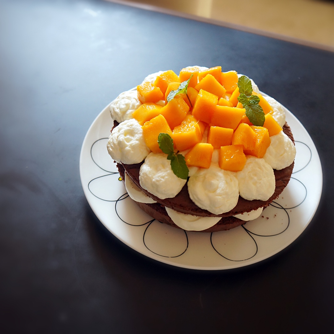 【零失败】不会裱花没关系的水果裸蛋糕 芒果裸蛋糕 完美戚风胚