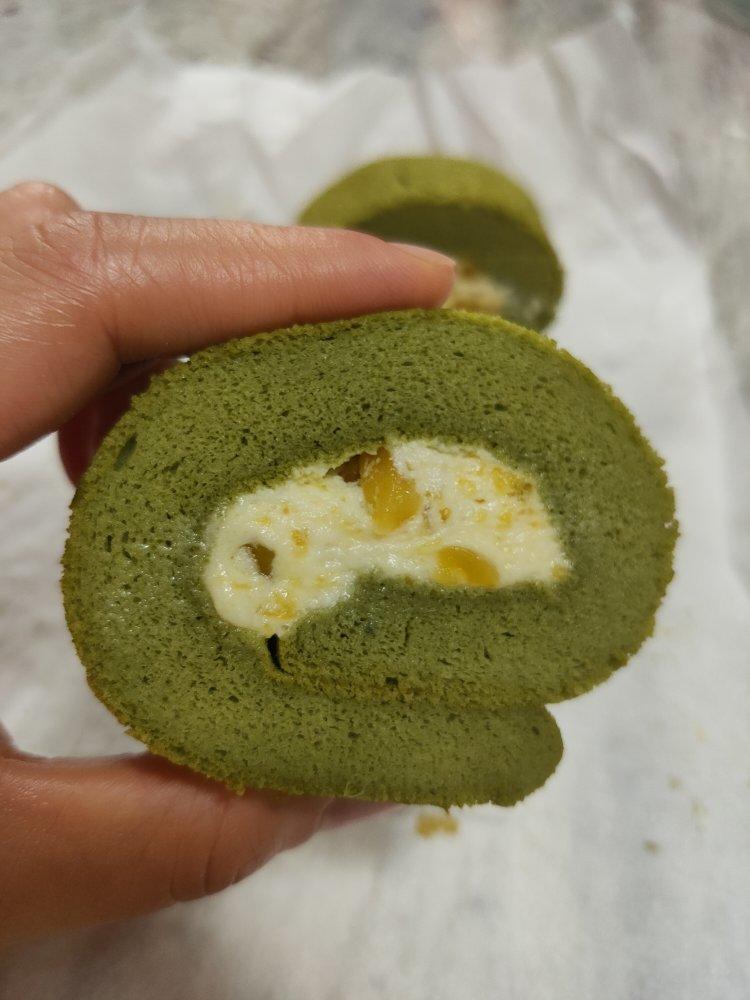 抹茶波点（条纹）蛋糕卷
