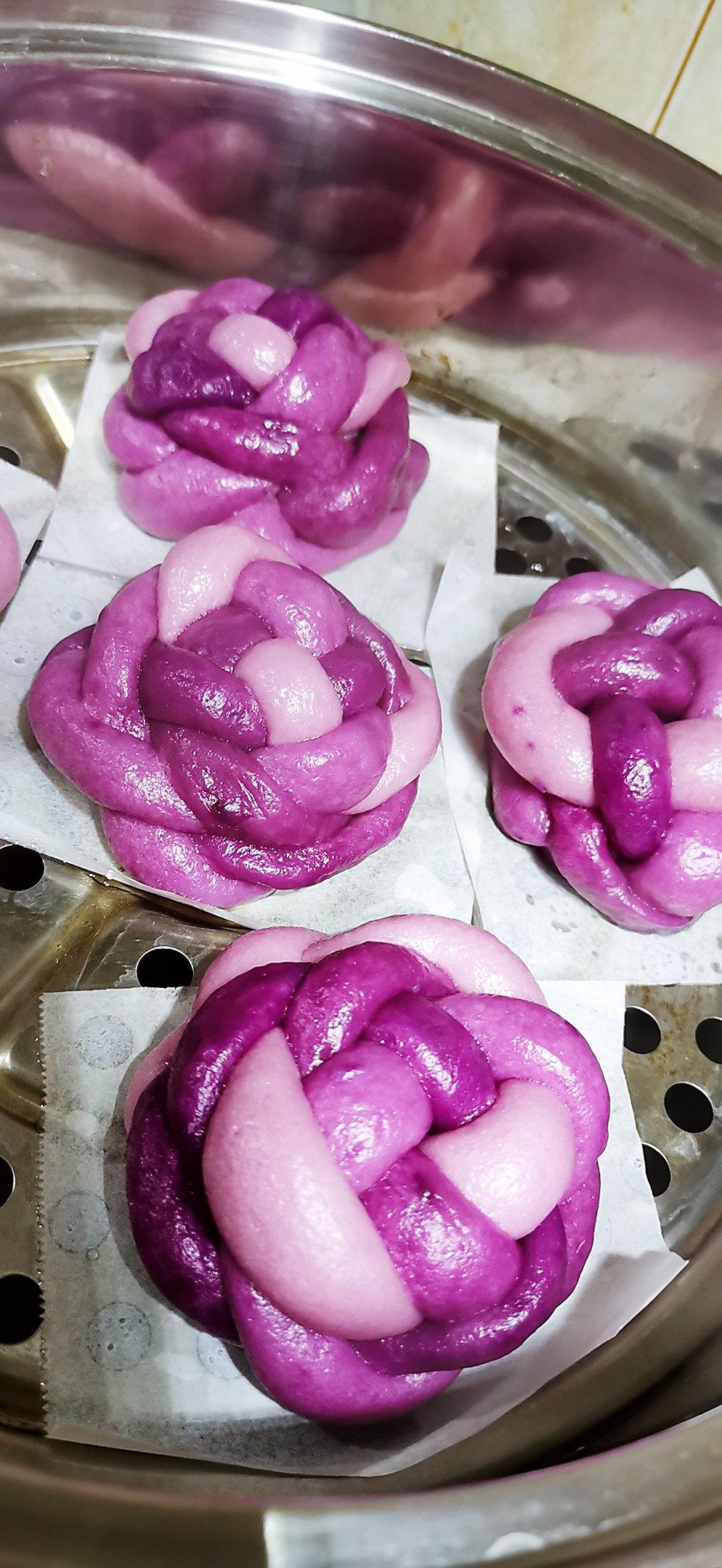 渐变紫薯绣球馒头