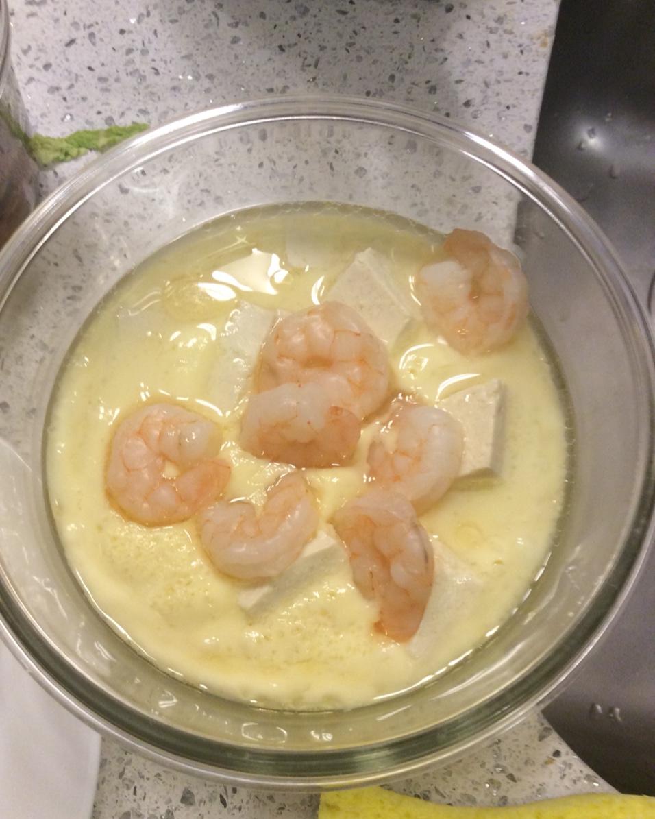 虾仁豆腐蒸水蛋