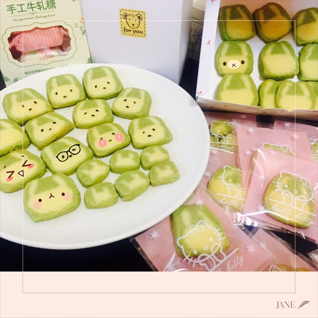抹茶兔兔曲奇（比熊猫简单！超详细实物图+超良心手绘图）