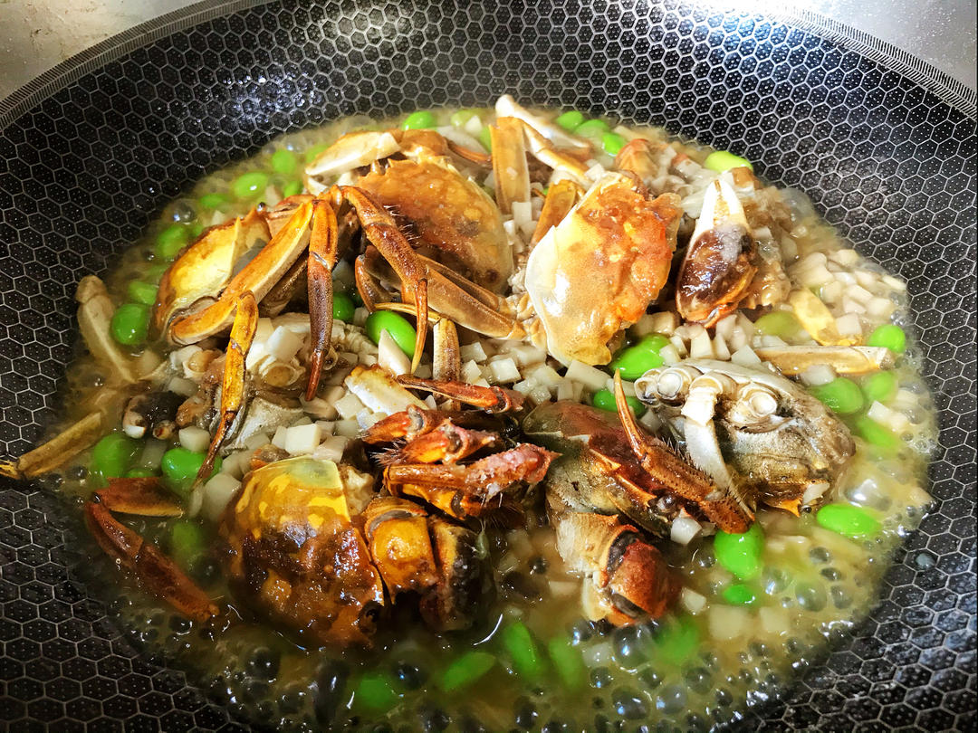 酱炒螃蟹（六月黄）毛豆