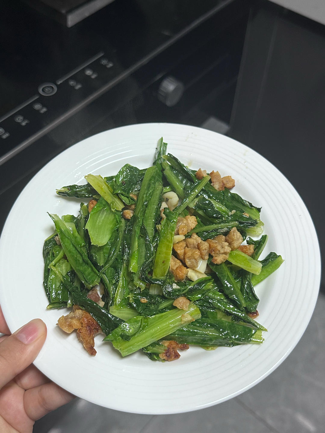 奶奶家常菜---猪油渣油麦菜