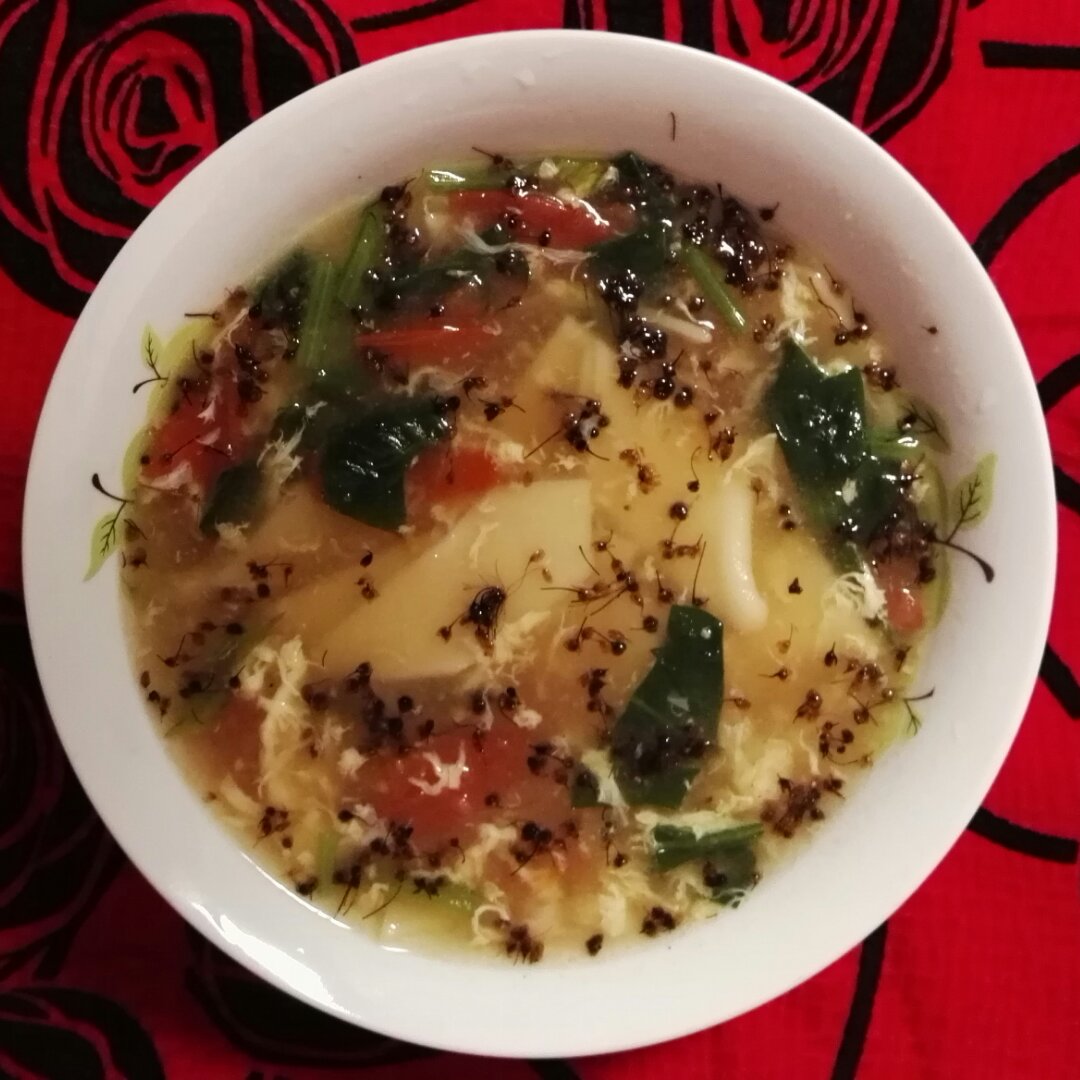 西红柿鸡蛋拌汤