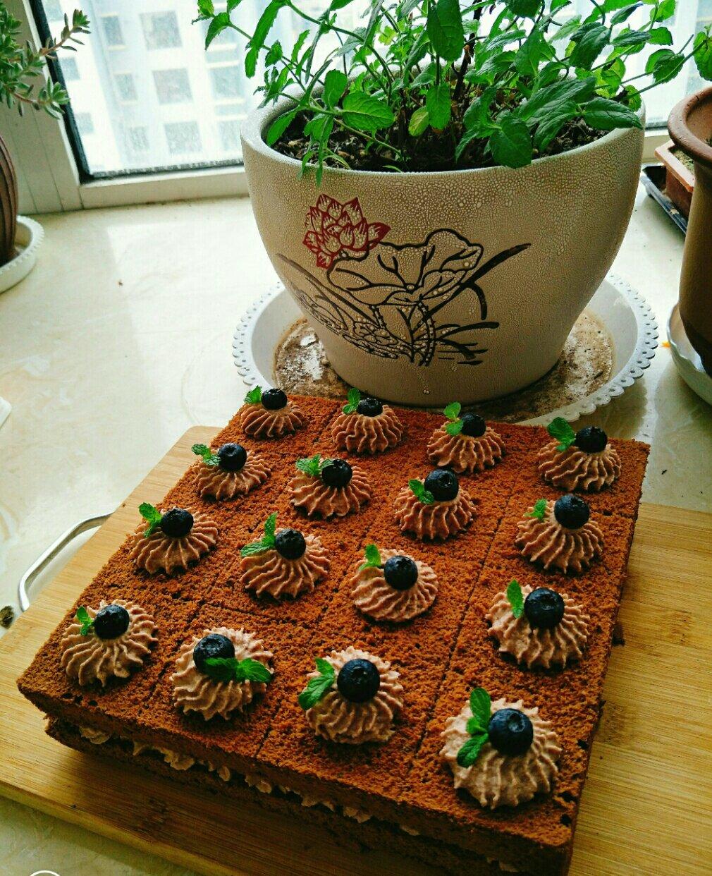 可可方形装饰蛋糕