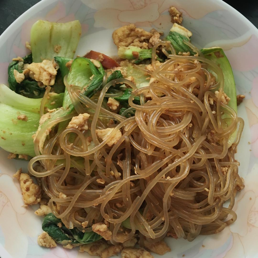 快手青菜鸡蛋炒粉丝