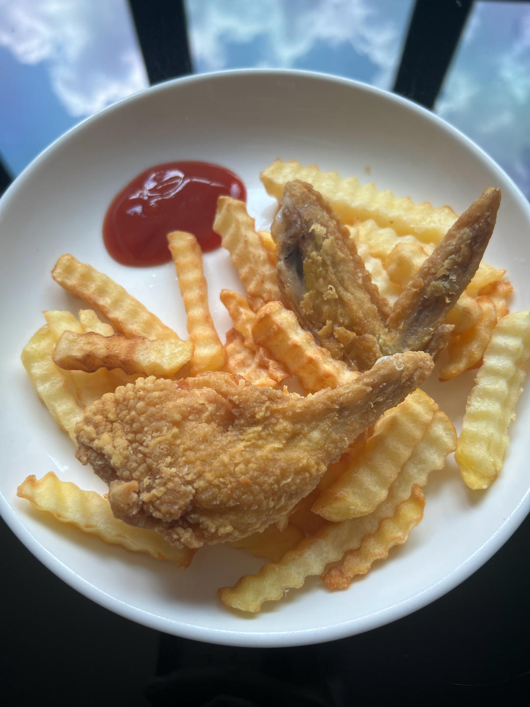 烤箱无油炸鸡翅+薯条🍟