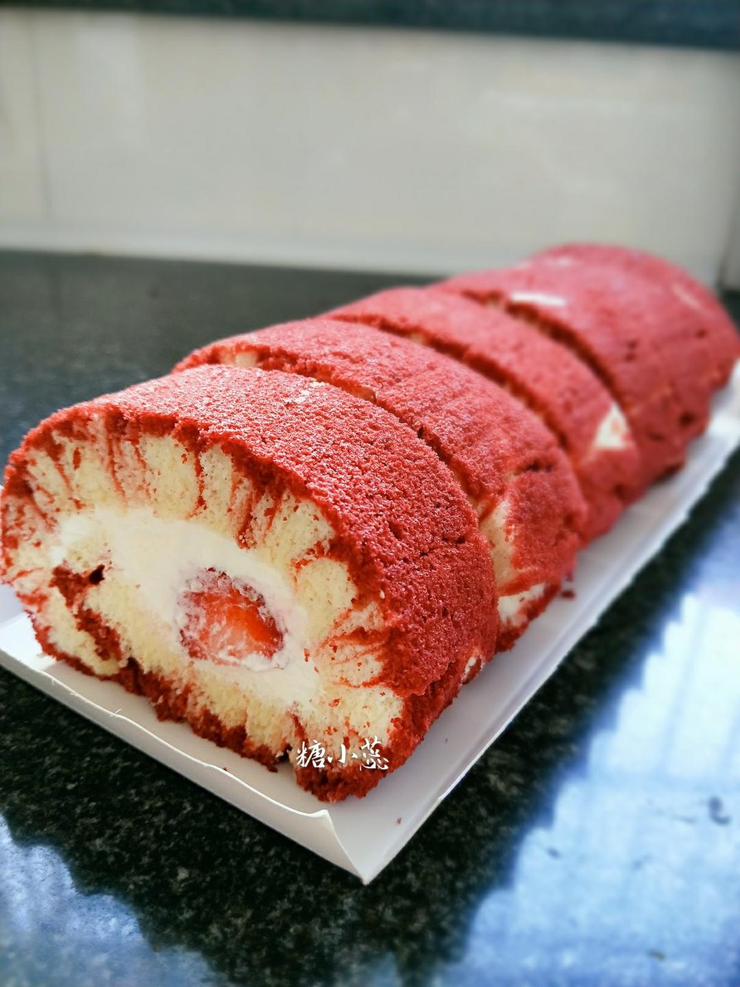 糖小蕊cake做的红丝绒旋风蛋糕卷