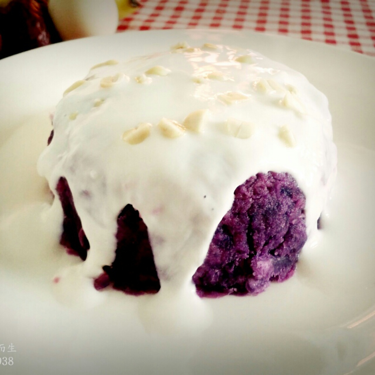 【酸奶果仁紫薯泥】简易甜点 瘦身健胃